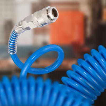 Шланг спіральний поліуретановий з швидкороз'ємними з'єднаннями 20 м, 8*12 мм INTERTOOL PT-1718 Шланг спіральний поліуретановий з швидкороз'ємними з'єднаннями