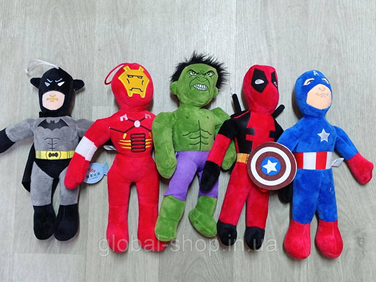 М'яка іграшка "Марвел Супергерой" — Avengers: Бетмен, Залізна людина, Хаалк, Дедпул, Капітан Америка, 30 см