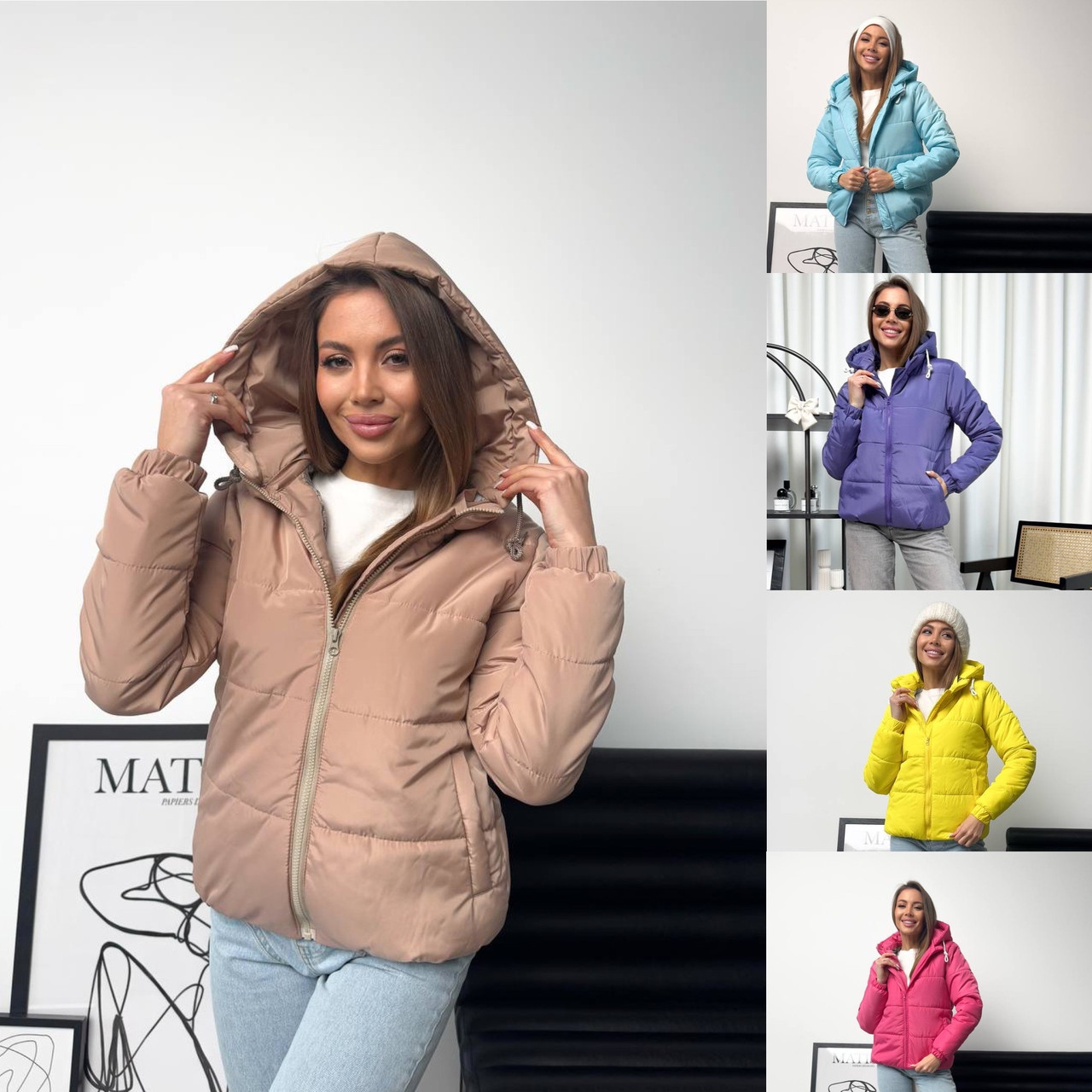 Жіноча весняна куртка 42, 44, 46 Чорний, беж блакитна малина - фото 1 - id-p2512457580