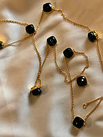 Помелато підвіска довга / Pomellato ланцюжок позолота з чорним камінням