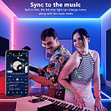 Світлодіодна стрічка 5 м, світлодіодні ліхтарі RGB з пультом дистанційного керування додатком, синхронізація кольору музики, фото 7