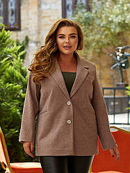 Жіночий діловий вовняний піджак на ґудзиках з підкладкою, норма та батал