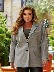 Жіночий діловий вовняний піджак на ґудзиках з підкладкою, норма та батал