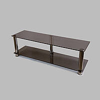 Тумба ТВ зі скла 1250х350х376 Commus Аскет MX Mini bronza-chr коричнева