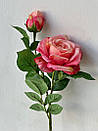 Штучна рожева троянда Deluxe на стеблі, реалістична гілка 65 см, латекс Real Touch, штучні квіти для декору, фото 9
