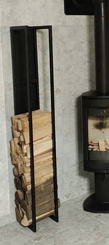 Дровешниця із металу, зі вставкою від стіни, висока, для каміну 1800х300х350 мм.
