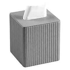Серветниця з екошкіри настільна 13х13х14.5 см органайзер для серветок Сірий