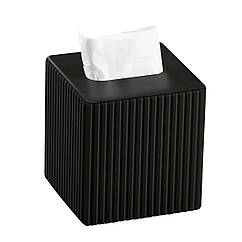 Серветниця з екошкіри настільна 13х13х14.5 см органайзер для серветок Чорний