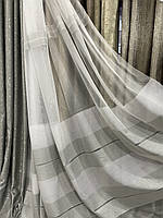 Тюль бамбук Viena смуги сірі з білим
