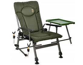 Карпове крісло для риболовлі Elektrostatyk F5R STP зі столиком та тримачем для вудилища, до 120 кг, Польща