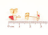 Сережки Xuping Позолота 18K пусети «Ескімо з червоно-білою емаллю та цирконієм», фото 3