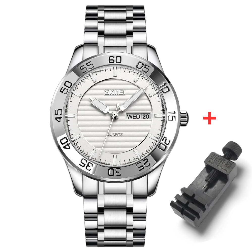 Чоловічий кварцовий годинник з датою Skmei 9293SISI Silver-Silver