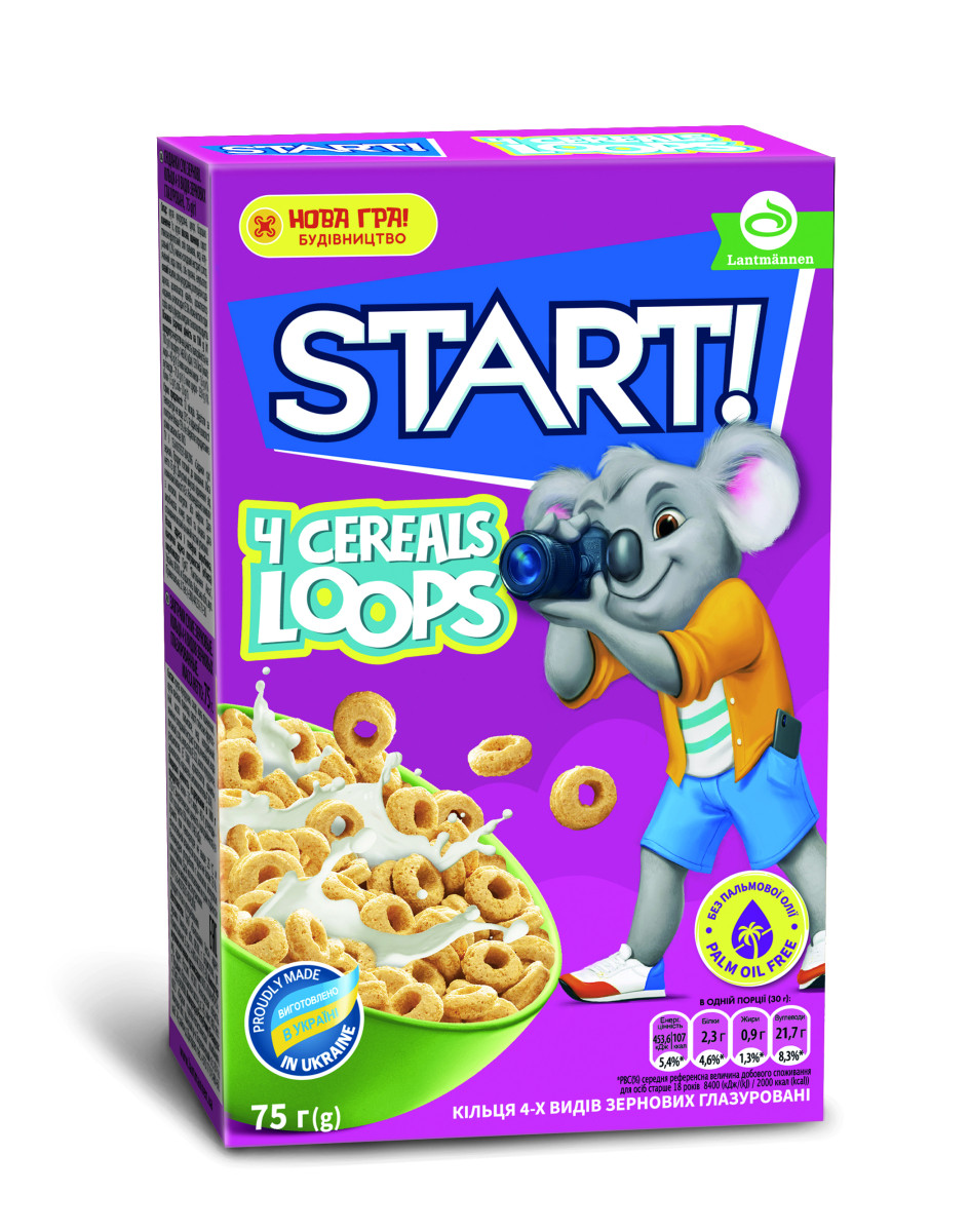 Кільця START 4 види зернових глазуровані. Готовий сухий сніданок 75г, фото 1