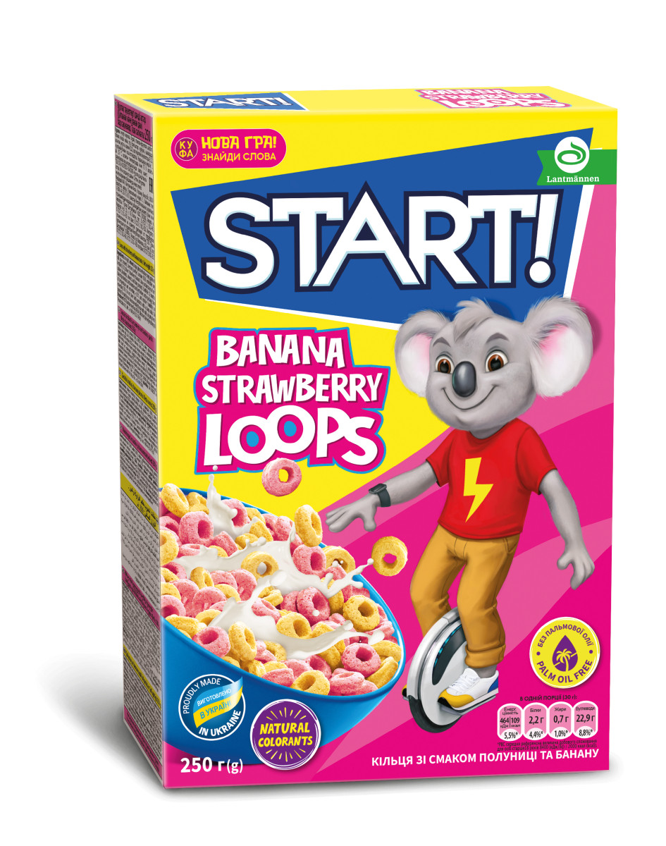 Кільця START з полуницею та бананом. Сухий сніданок 250г, фото 1