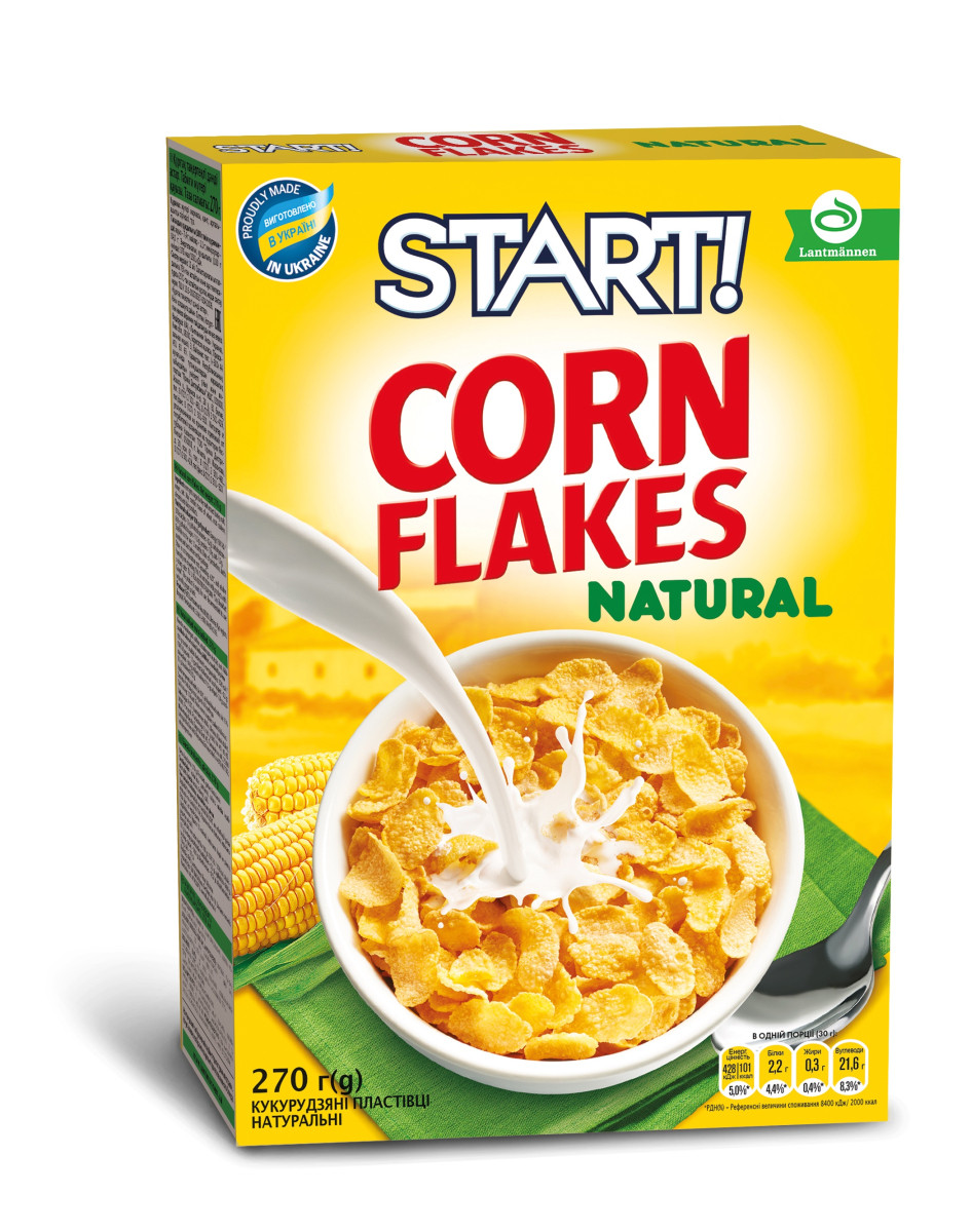 Кукурудзяні пластівці START CORN FLAKES натуральні 270 гр, (Старт)