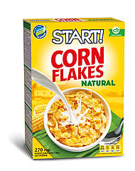 Кукурудзяні пластівці START CORN FLAKES Натуральні. Класичний сухий сніданок 270г