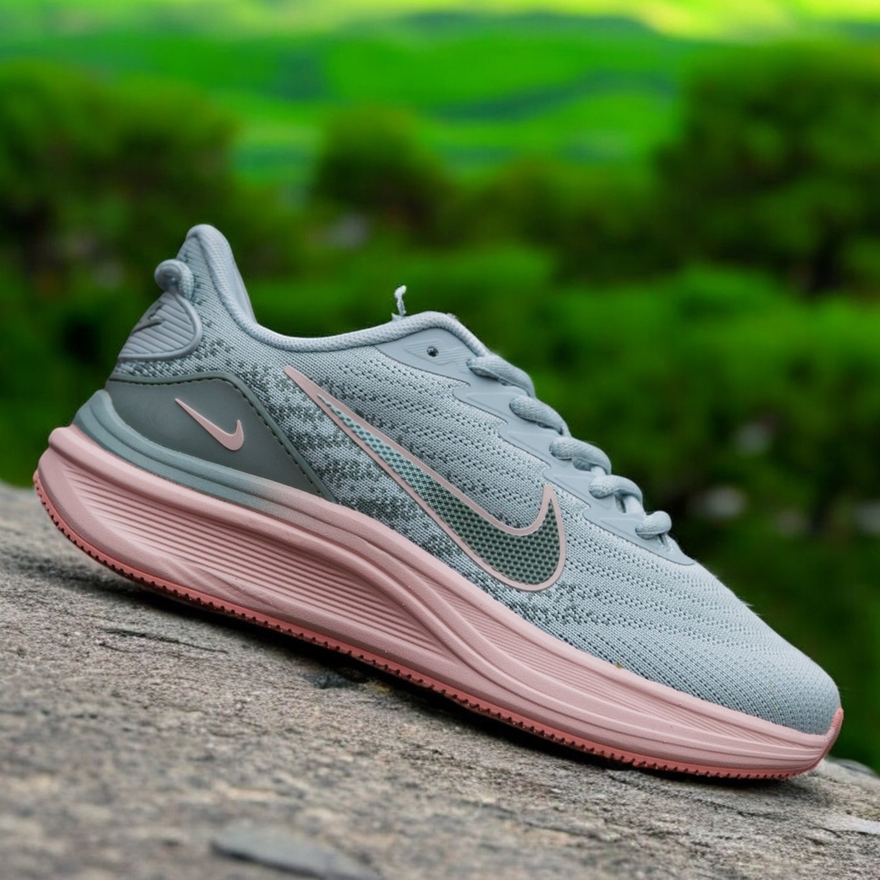 Жіночі кросівки Nike Zoom Winflo Blue Pink весна-осінь-літо в сітку блакитні. Живе фото, фото 1