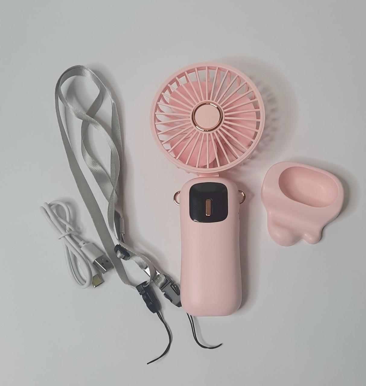Портативний ручний вентилятор від USB та акумулятора Fan Y6 рожевий