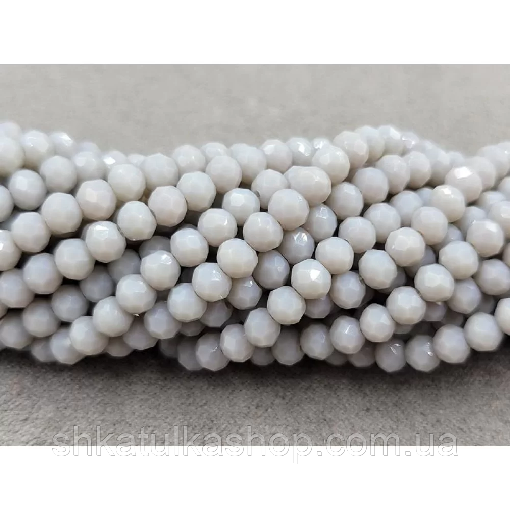 Намистини кришталеві рондель 4х3мм, світло-сірий матовий, фото 1