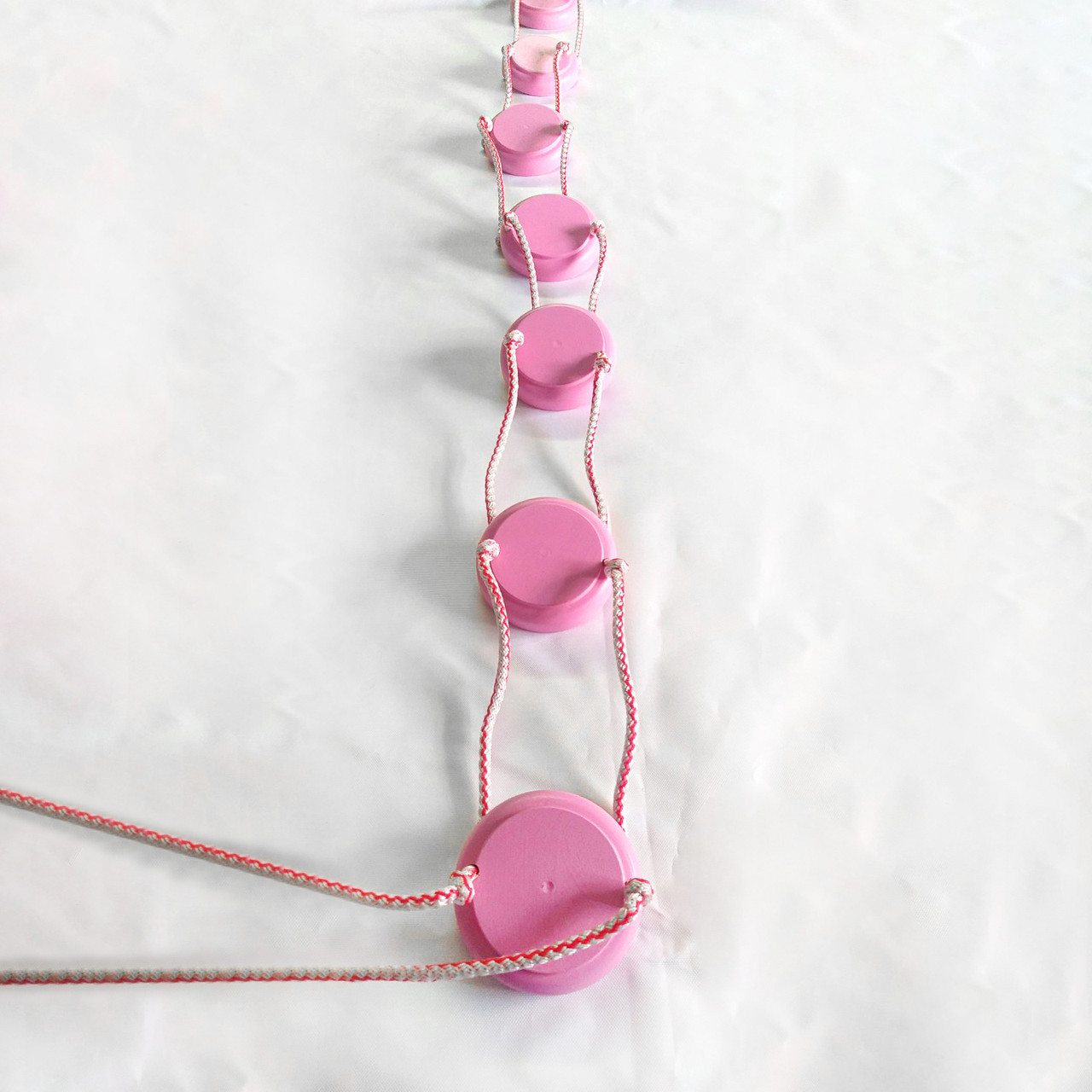 Мотузкові сходи дитячі, підвісні, дерев'яні для шведської стінки «СЛІДИ», рожеві, фото 1