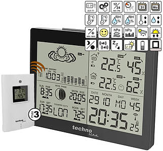 Метеостанція Technoline WS6760 (Black) | Температура, Вологість, Прогноз погоди, Атмосферний тиск, Календар, Годинник, Підсвітка