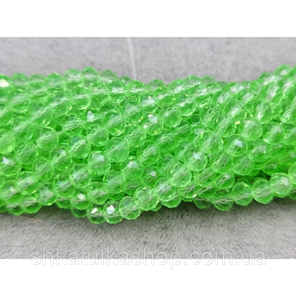 Намистини кришталеві рондель 4х3мм, світло-зелений, фото 1