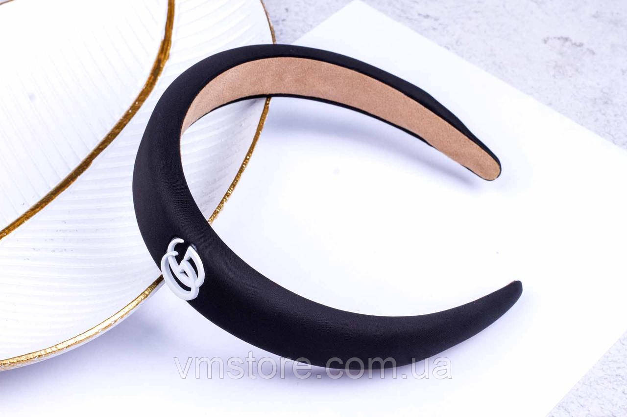 Чорний широкий жіночій обруч для волосся, фото 1