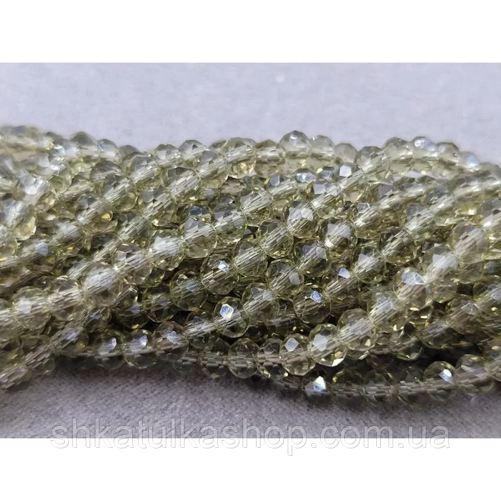 Намистини кришталеві рондель 4х3мм, раухтопазовий, фото 1