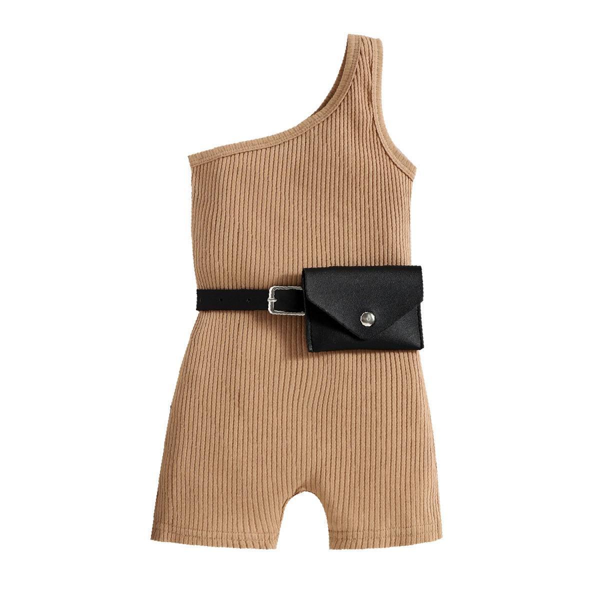 Комбінезон для дівчинки шортики в рубчик з сумочкою Бежевий 100058, Baoyana, Бежевий, Для дівчаток, Літо, 104, фото 1