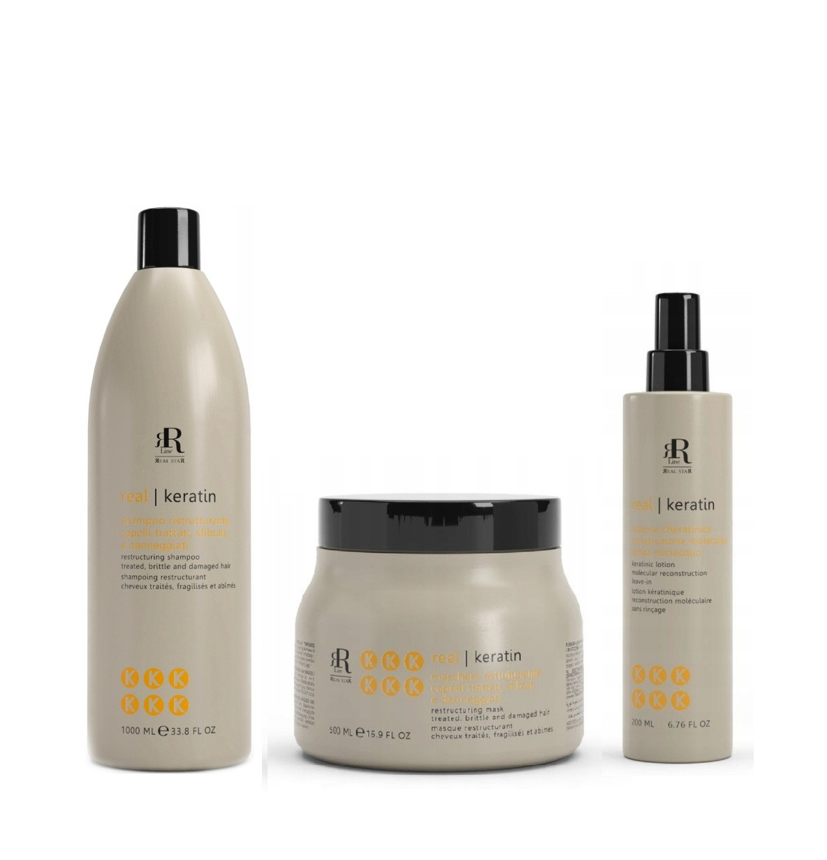 Набір для реконструкції пошкодженого волосся RLine KERATIN STAR Шампунь 1л., Маска 0,5л., спрей 200 мл.