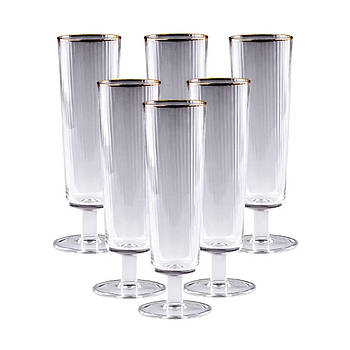 Келихи для шампанського із золотою облямівкою 6 штук по 300 мл HP82