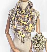 Двостороння кашемірова хустка Лорен 100*100 см жовтий/капучино