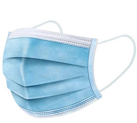 Медичні маски 3-х шарові (50 шт), артикул 19150, OEM, блакитні, нетканий матеріал, виробник Voltronic.
