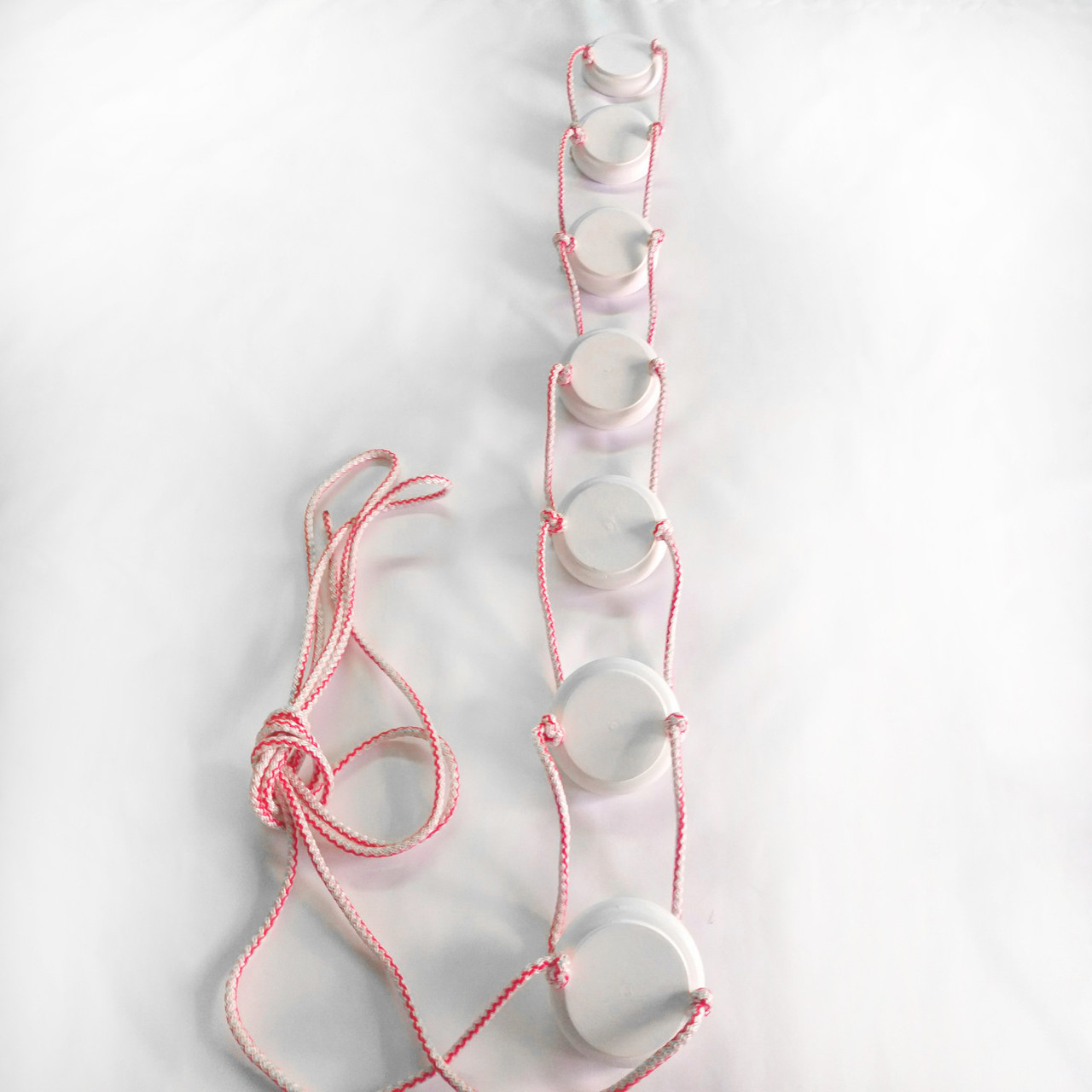 Мотузкові сходи дитячі, підвісні, дерев'яні для шведської стінки «СЛІДИ», білий, фото 1