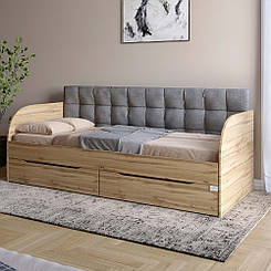 Дитяче полуторне ліжко LION Л-7 з шухлядами та ламелями Лілі-95 120x200 см Дуб аппалачі (LION-044245)