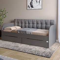 Дитяче полуторне ліжко LION Л-7 з шухлядами та ламелями Лілі-95 120x200 см Антрацит (LION-044240)