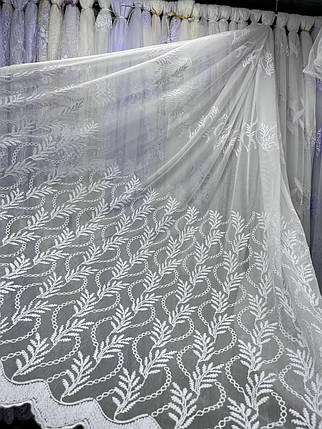 Тюль бамбук на шинилевій нитці заввишки 2,8 м. біла, фото 1