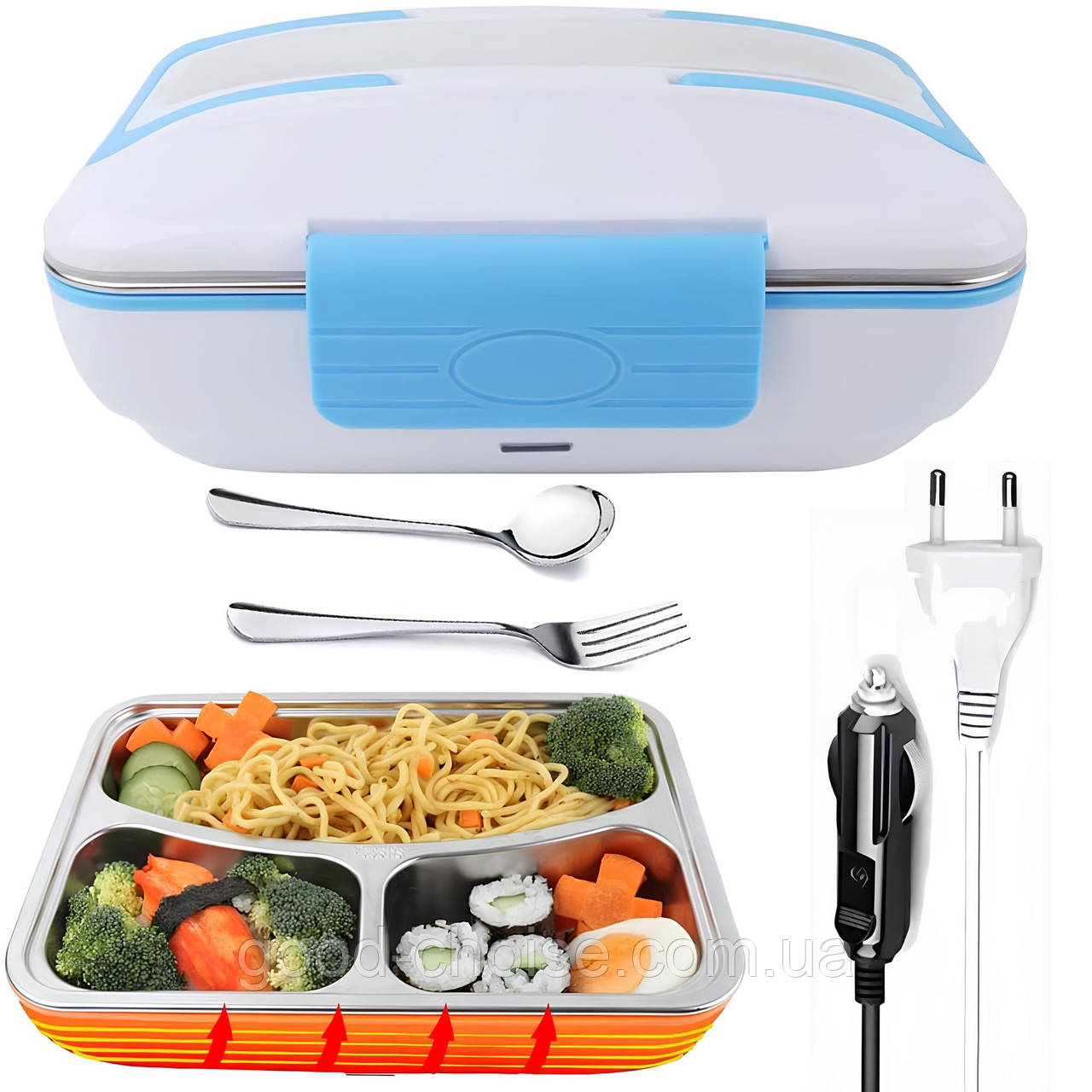 Електричний ланч бокс з підігрівом 12/220В, LunchBox / Термо ланч бокс / Контейнер для їжі від прикурювача