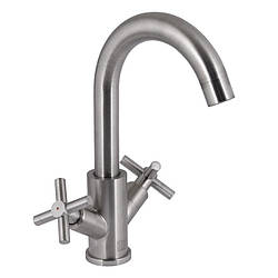 Смеситель для кухні Lidz Wind 161F двохвентильний LDWIN161FNKS46098, нікель, нержавіюча сталь, сучасний стиль