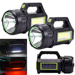 Набір 2шт Ручний ліхтар з Сонячною панеллю, USB, PowerBank і Червоним світлом HEL-T95 / Акумуляторна лампа