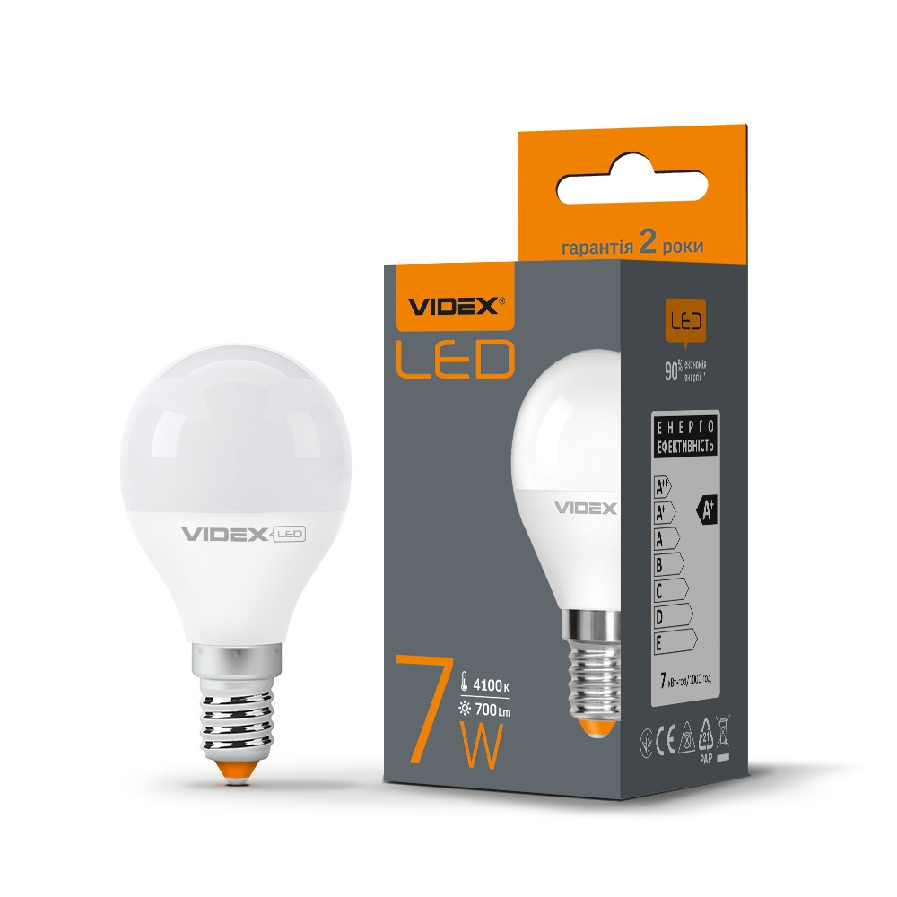 297309 LED лампа VIDEX G45е 7W E14 4100K 220V