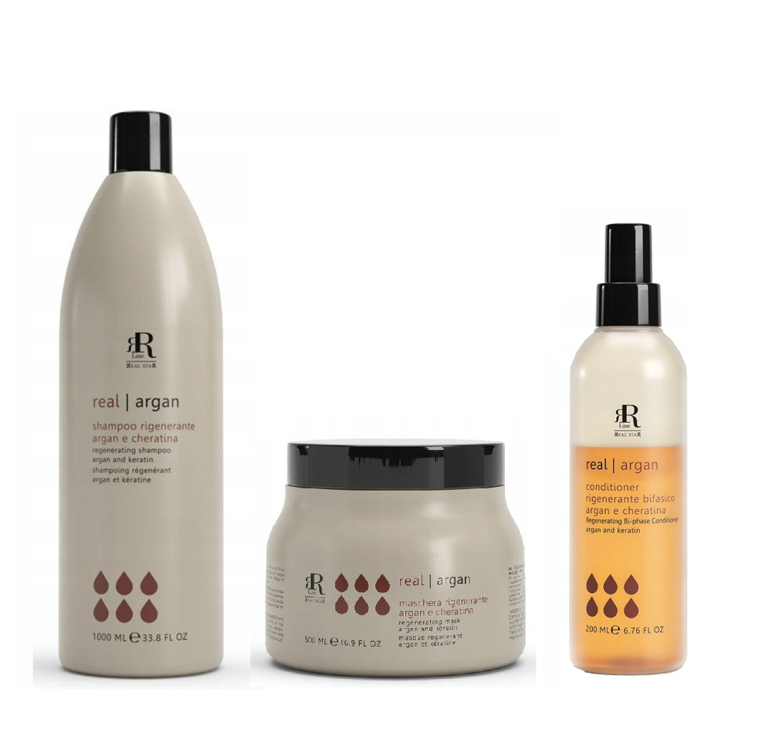 Набір для відновлення та регенерації волосся RLine ARGAN STAR Шампунь 1л., маска 0,5л., спрей 200мл.