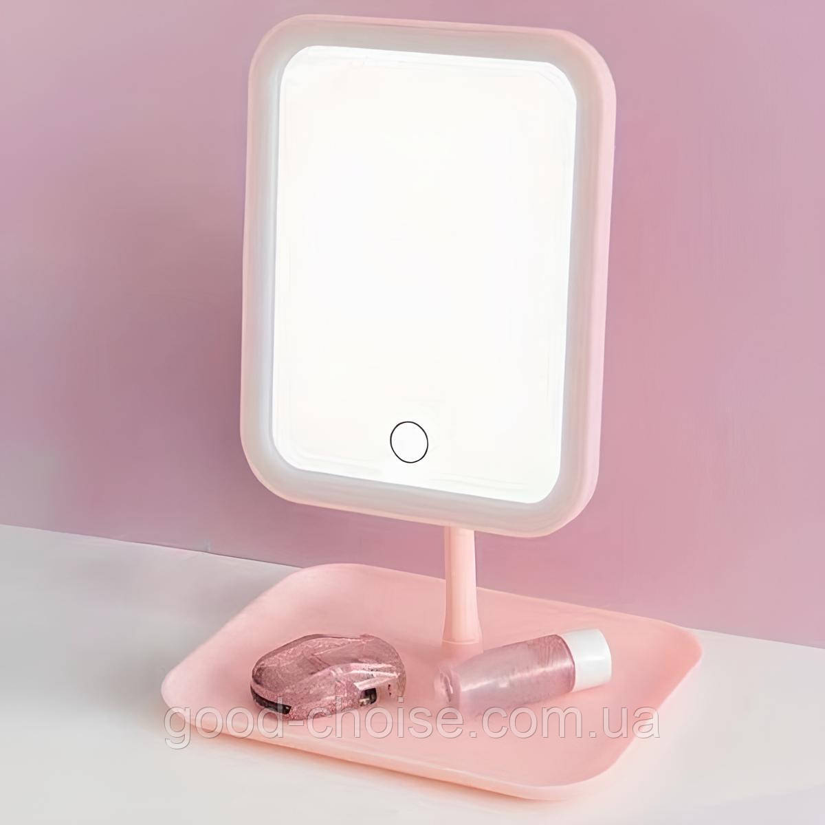 Дзеркало для макіяжу з LED підсвіткою, від USB, LY-696 / Дзеркало на ніжці / Дзеркало косметичне