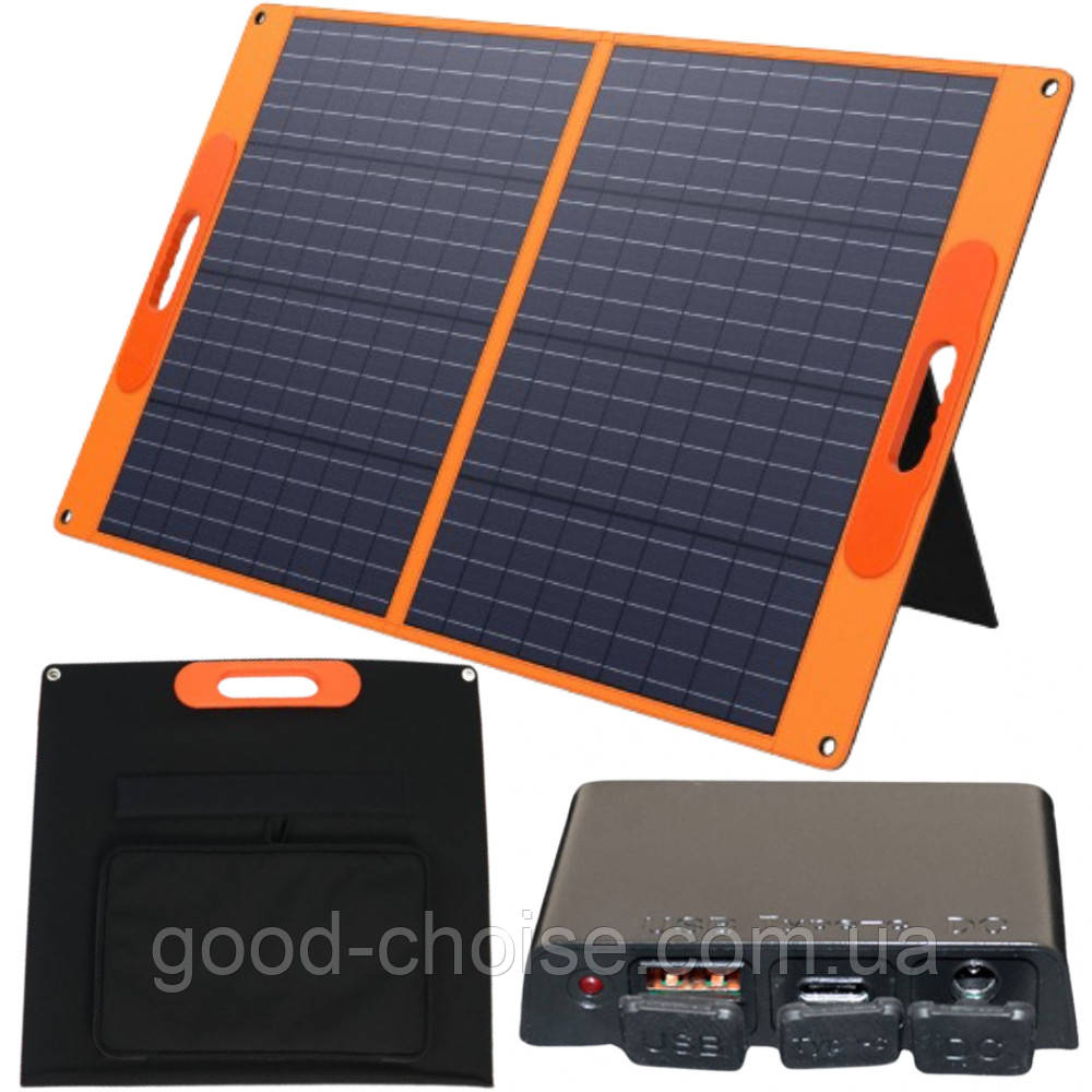 Складна сонячна панель для заряджання гаджетів з USB, 100W/18V, 106х58см / Портативна сонячна батарея