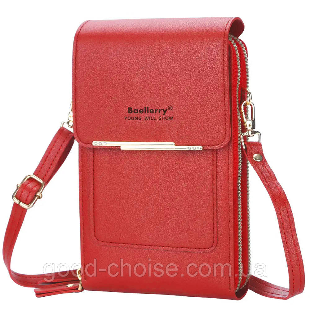 Жіноча сумочка через плече Baellerry Phone Purse, Бордова / Сумка для телефону / Гаманець-клатч
