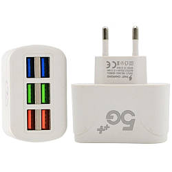 Зарядний пристрій на 6 USB, зі швидкою зарядкою / Зарядка для телефона / Адаптер живлення / Зарядний блок