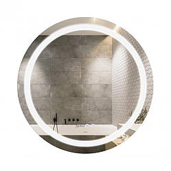 Зеркало Qtap Mideya R800 з LED-підсвіткою, антизапотіванням, годинниками та диммером, 800x800 мм, артикул SD00051752