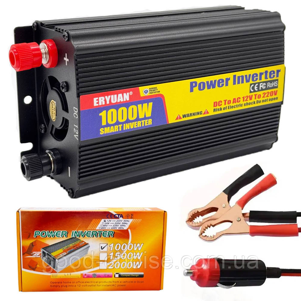 Перетворювач напруги з 12V на 220V, 1000Вт, з USB / Автомобільний інвертор постійного струму