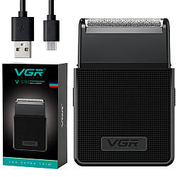 Електробритва шейвер з триммером, від USB, VGR V-376, Чорна / Чоловіча електробритва акумуляторна