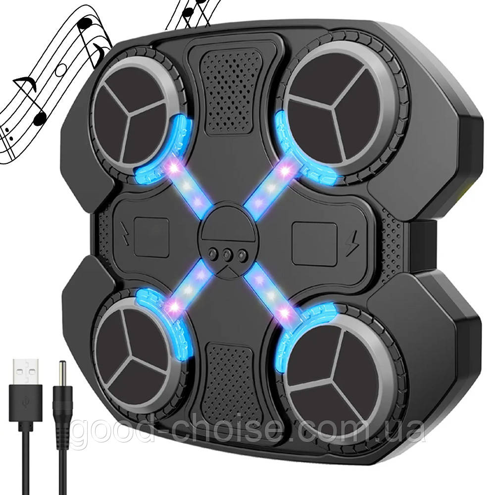 Музична боксерська мішень з Bluetooth та підсвіткою, 32х27см / Настінний тренажер для боксу